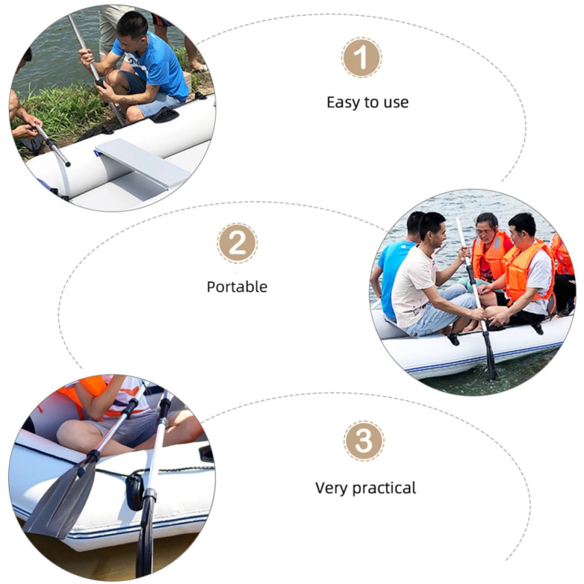 Boat Paddle Detachable Aluminum Alloy 2 Pairs L470