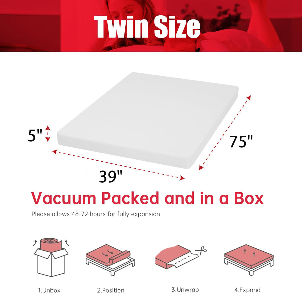 5 Inch Gel Memory Foam Twin Mattress V412