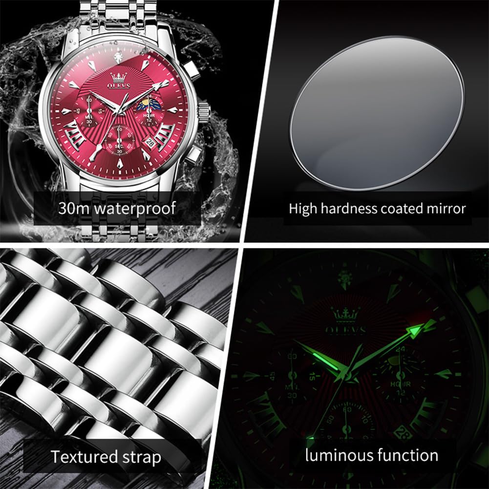 Mens Stainless Steel Analog Quartz Waterproof Watch J510