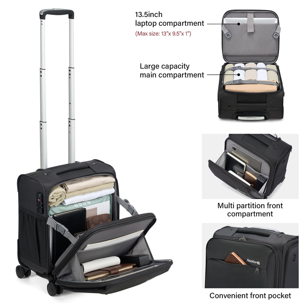 16 Inch Underseat Carry On Luggage with Wheels Dark Gray J538552