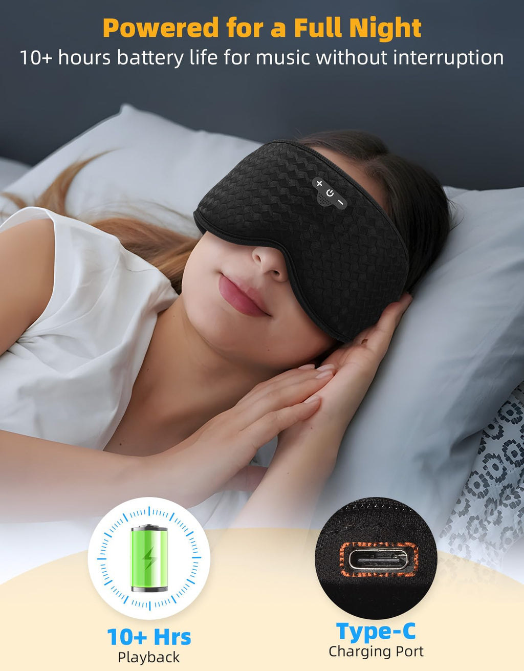 Blackout Sleep Mask with Bluetooth Headphones U8427