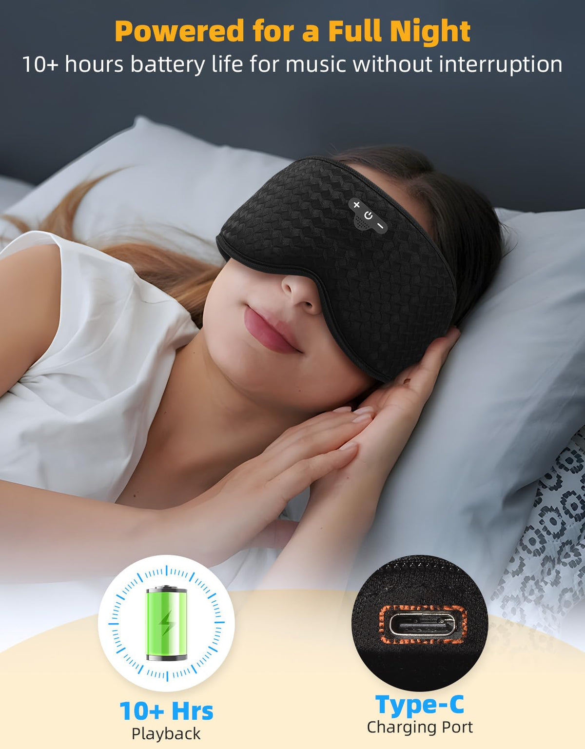 Blackout Sleep Mask with Bluetooth Headphones U8427