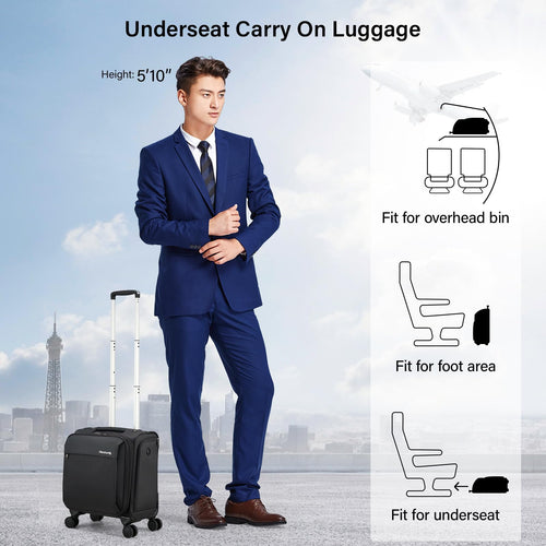 16 Inch Underseat Carry On Luggage with Wheels Dark Gray J538552