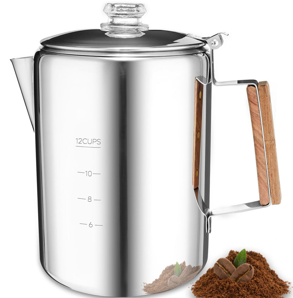 12 Cup Stainless Steel Camping Percolator Coffee Pot L519