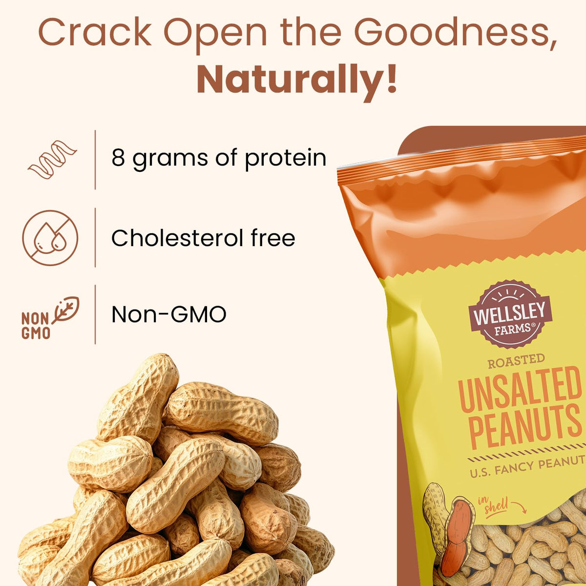 Unsalted Roasted In-Shell Peanuts 5 lb Bag R846367