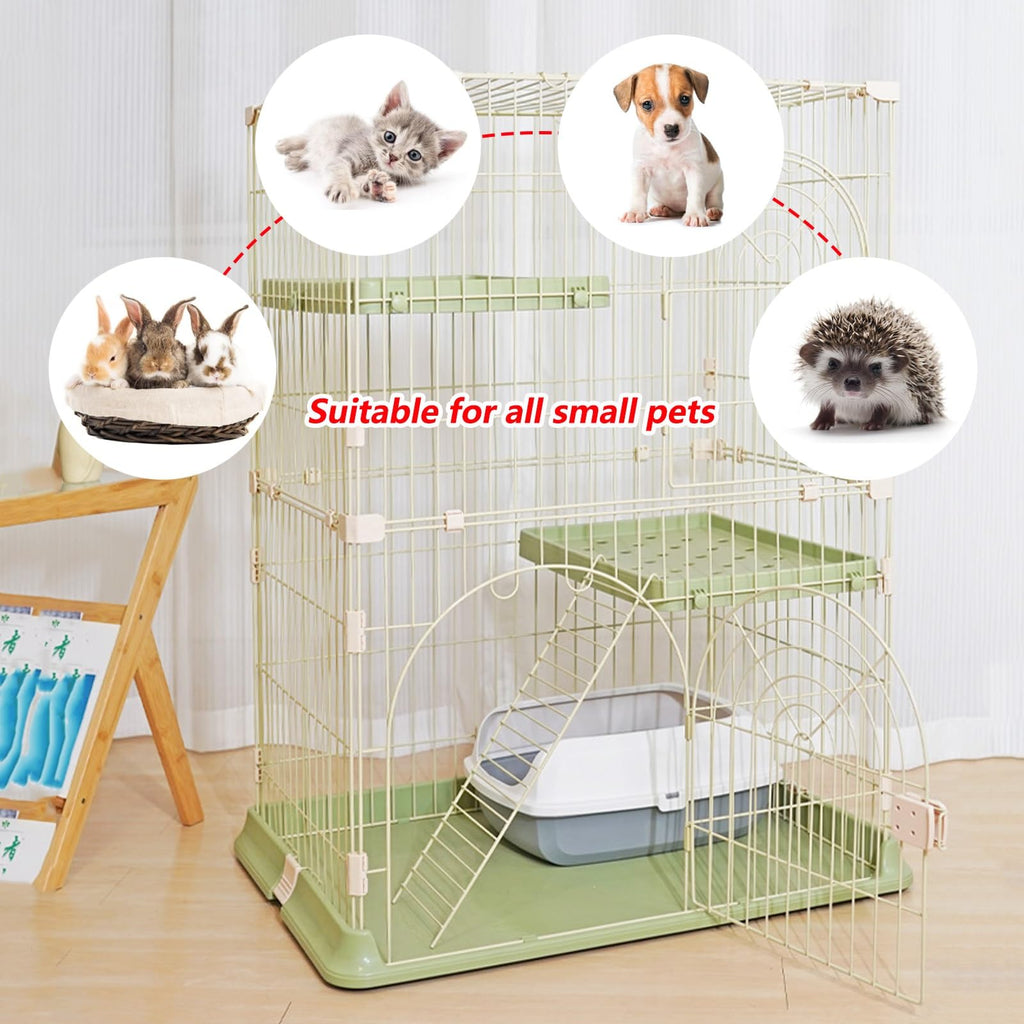3/4-Tier Wire Cat Cage Playpen Kennel with Hammock D4855
