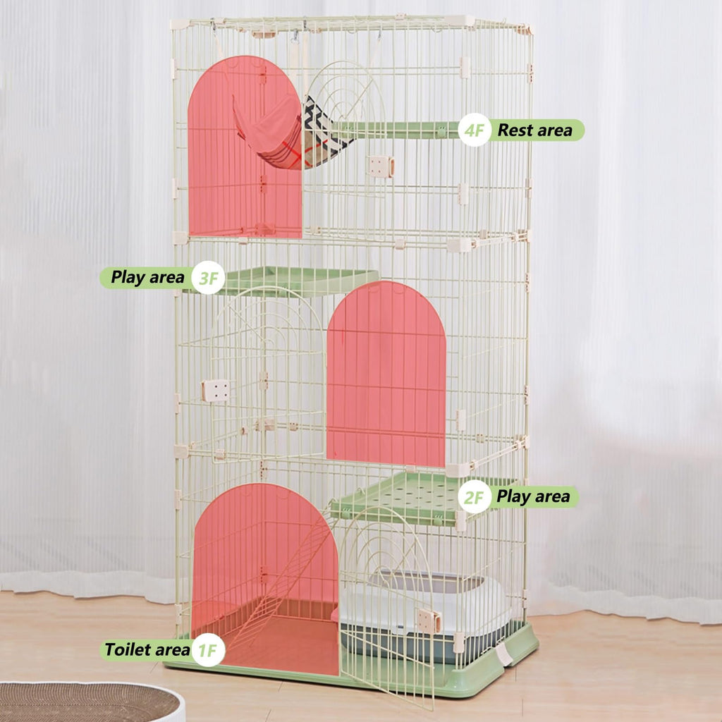 3/4-Tier Wire Cat Cage Playpen Kennel with Hammock D4855