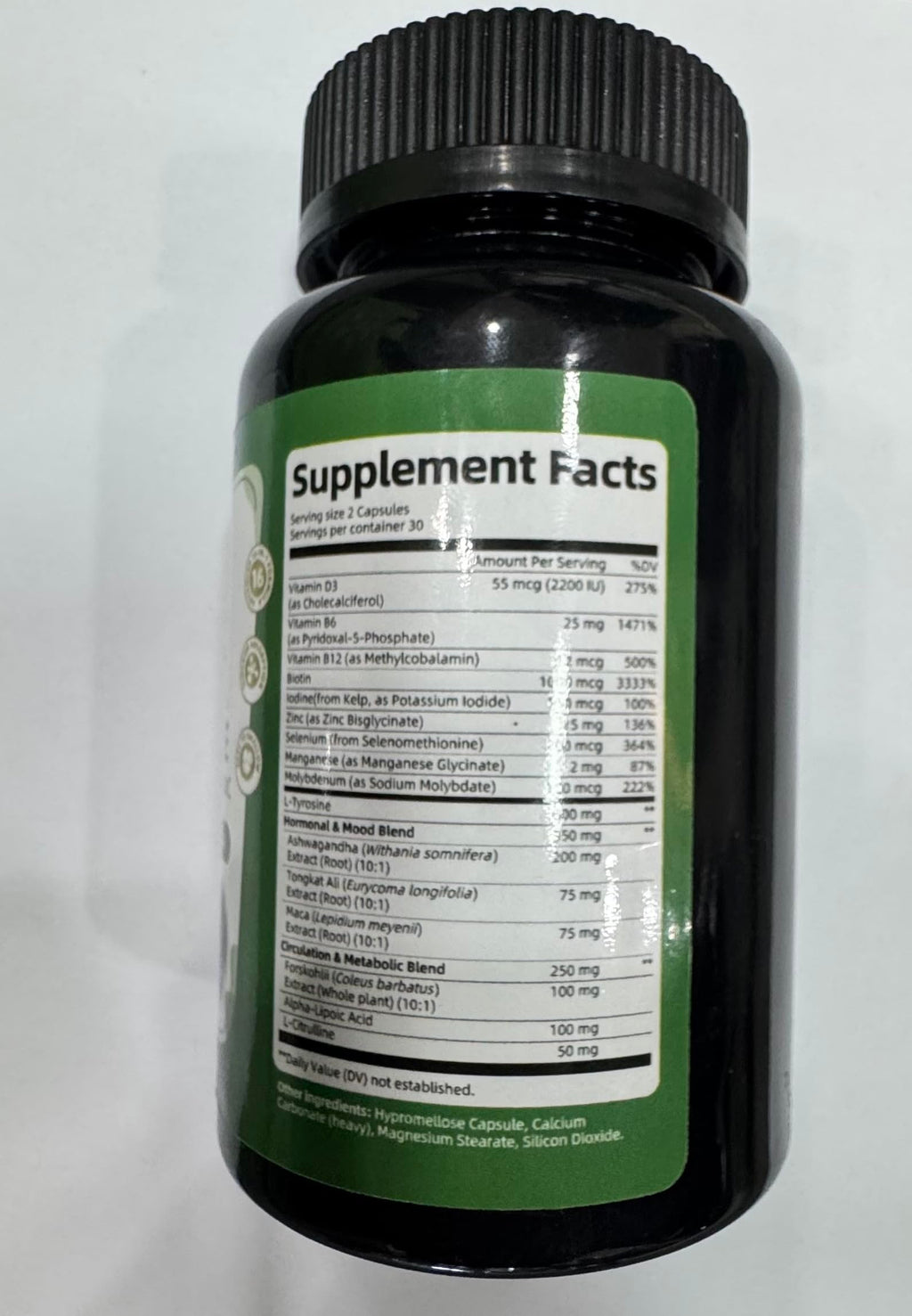Selenium with Iodine, Zinc L-Tyrosine 500mg, Ashwagandha, 16-in-1 Multivitamin Formula, 90 Capsules W758346