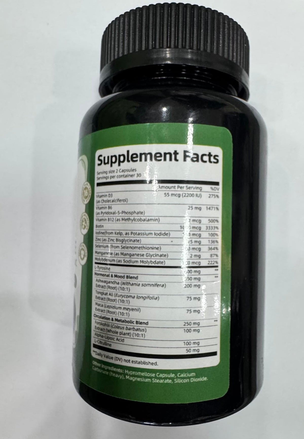 Selenium with Iodine, Zinc L-Tyrosine 500mg, Ashwagandha, 16-in-1 Multivitamin Formula, 90 Capsules W758346