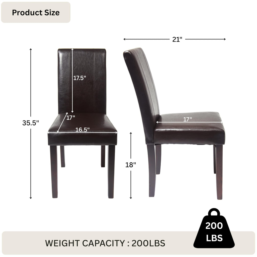 Black Leatherette Parson Chair Set of 2 B8308