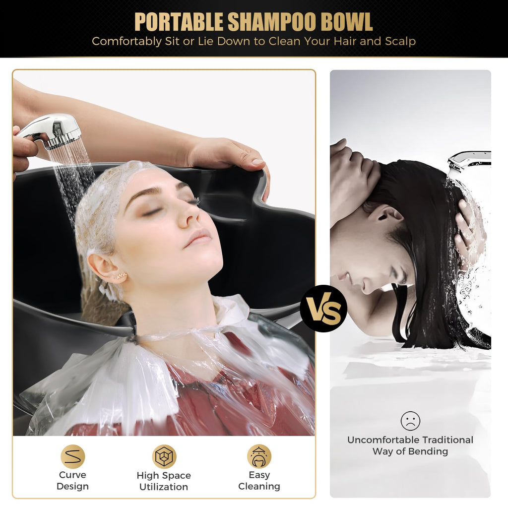 Electric Portable Shampoo Bowl with 2 Bucket and Drain Hoses I947820