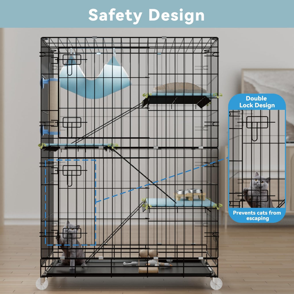 4-Tier Cat Cage with Cushions Hammock Scratching Post C141