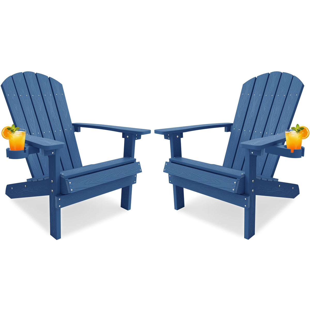 Adirondack Chairs Set of 2 Plastic with Cup Holders B174033