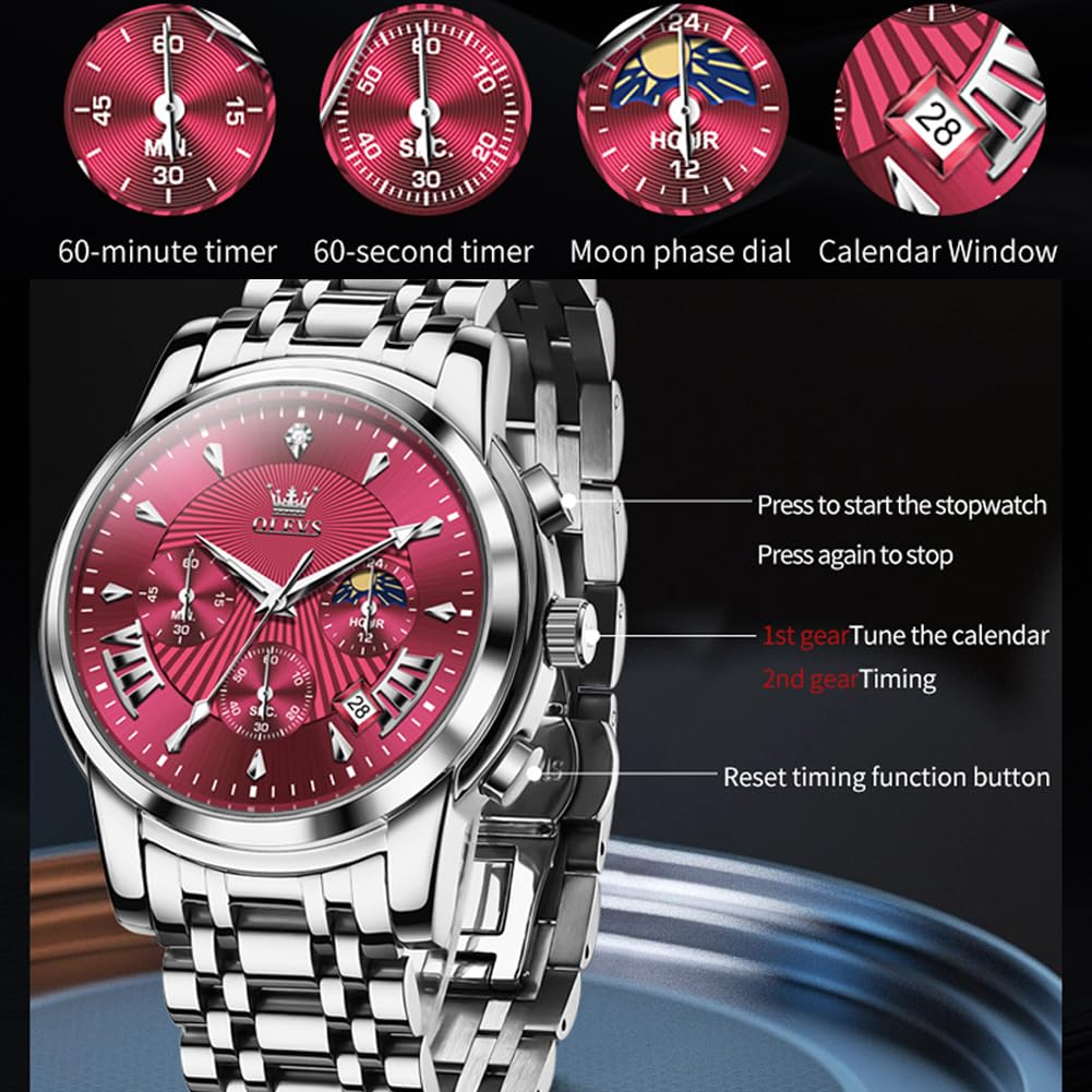 Mens Stainless Steel Analog Quartz Waterproof Watch J510