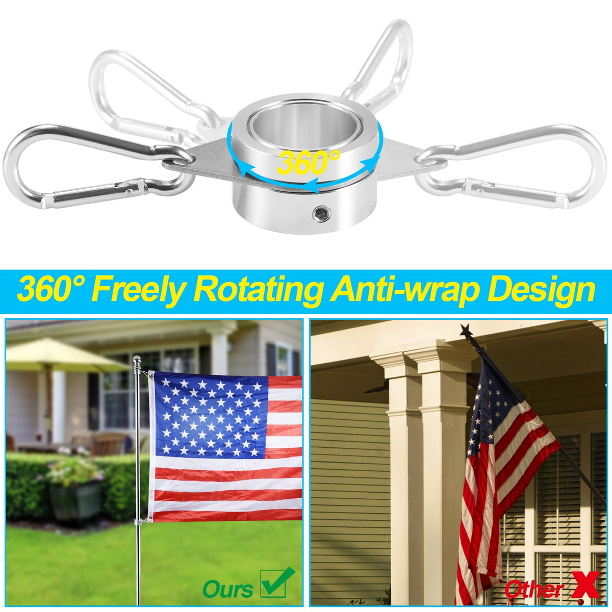 1" Aluminum Alloy Flag Pole Rings 2 Pcs F945