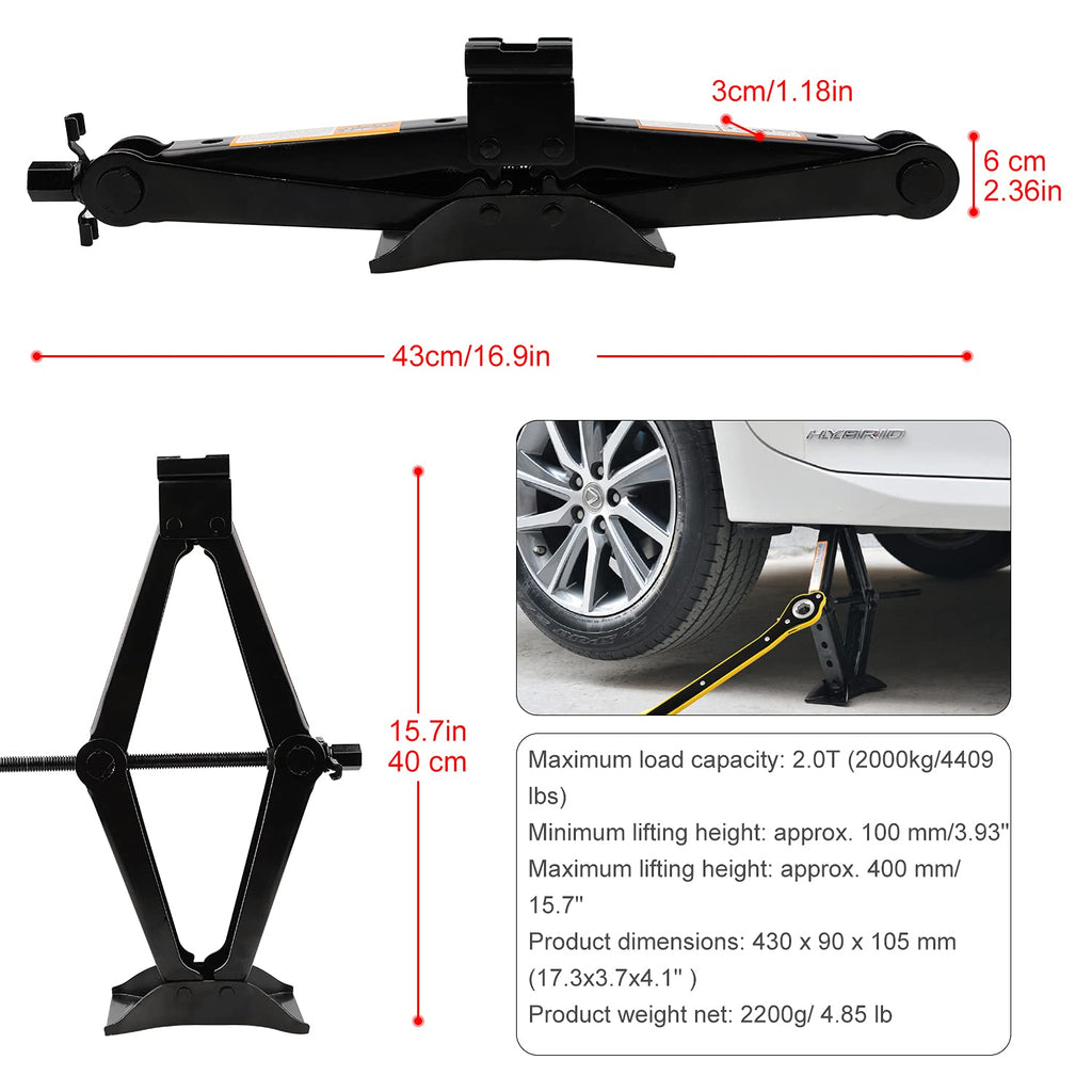 2 Ton Scissor Jack with Ratchet Handle B178