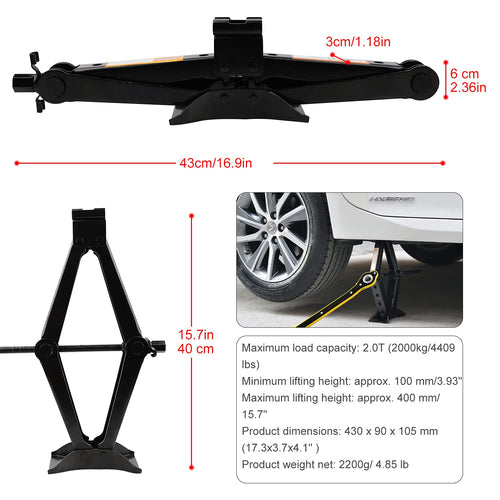 2 Ton Scissor Jack with Ratchet Handle B178