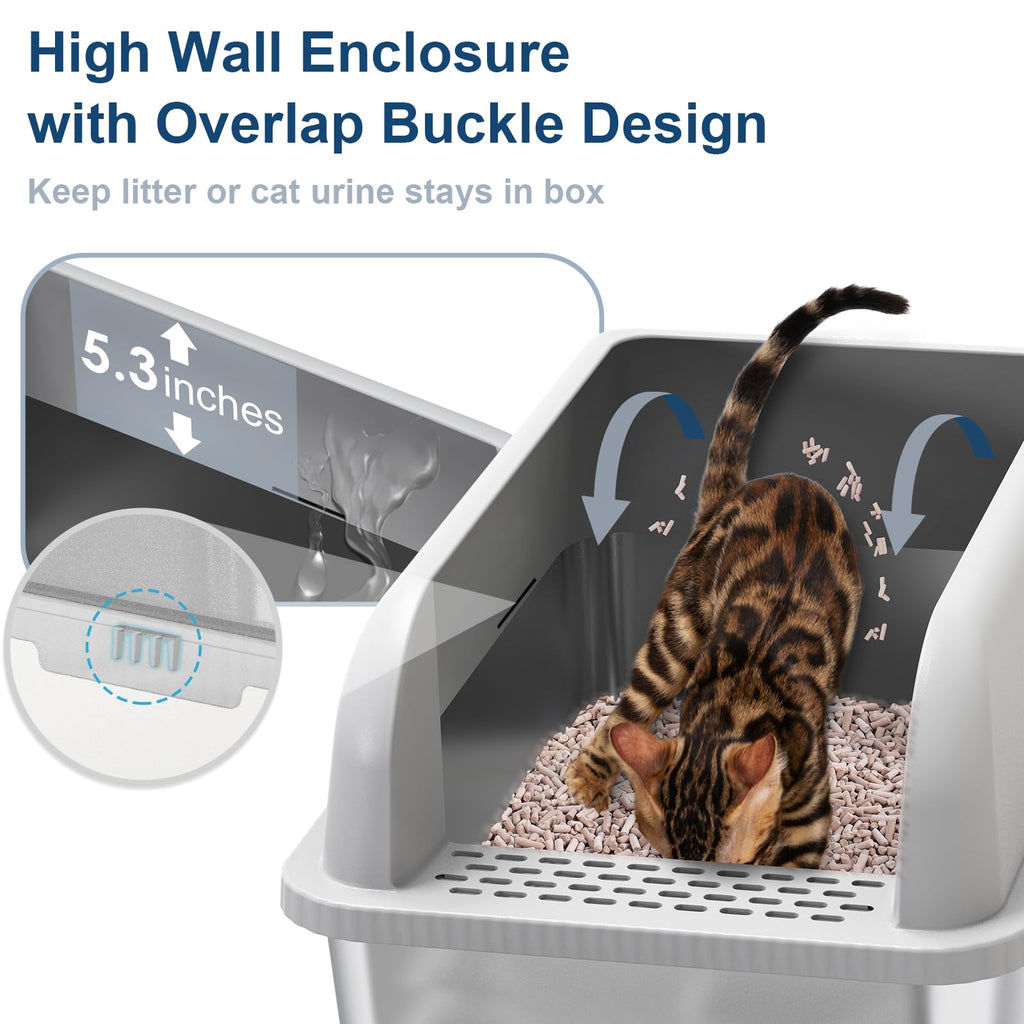 XL Stainless Steel Sifting Litter Box with Lid J281049