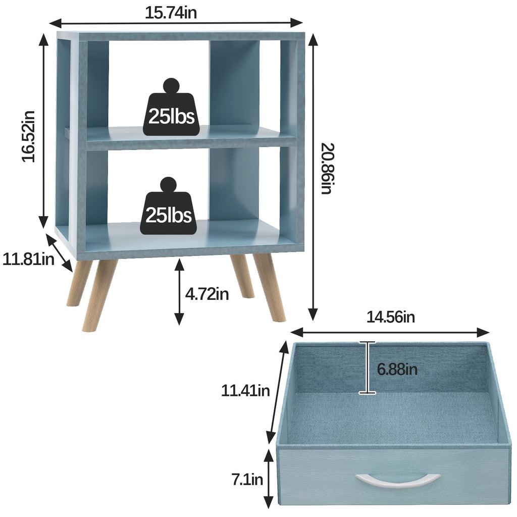 Blue Kids Nightstand with Drawer B984