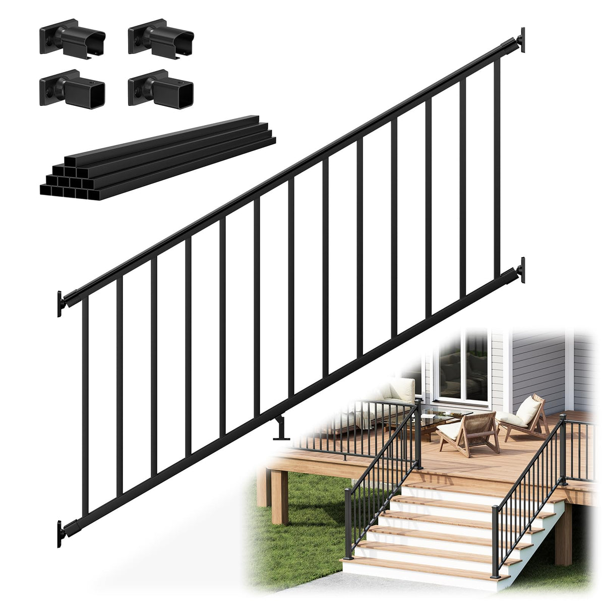 Black Aluminum Deck Railing Kit A158