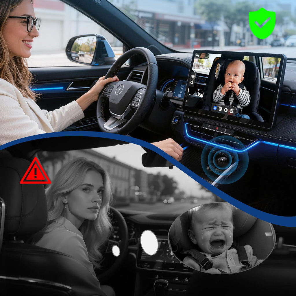 Baby Car Camera with Wireless CarPlay Adapter, 1080P HD, IR Night Vision, 150° Wide-Angle N979442