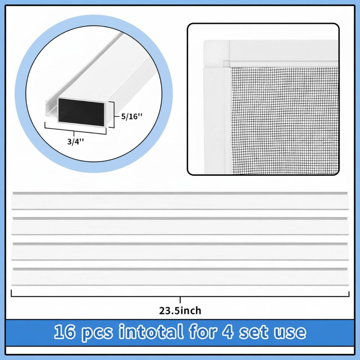 4 Pack Window Screen Kit with Aluminum Frame White 40'' X 40'' C131317