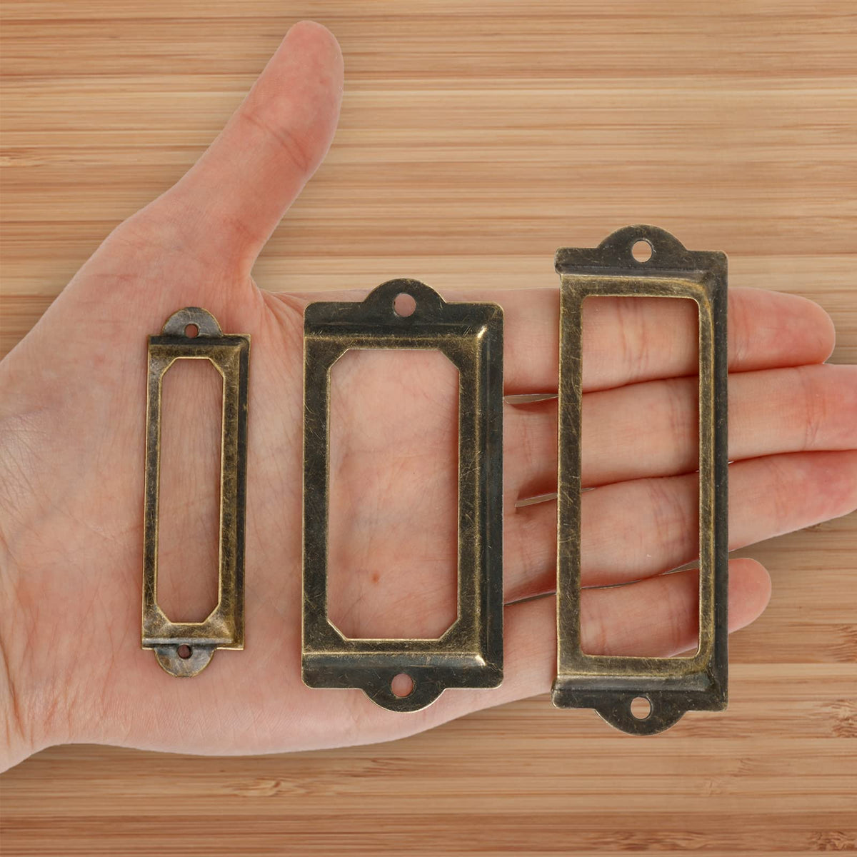 60 Pcs Metal Label Holders, 3 Sizes F608779