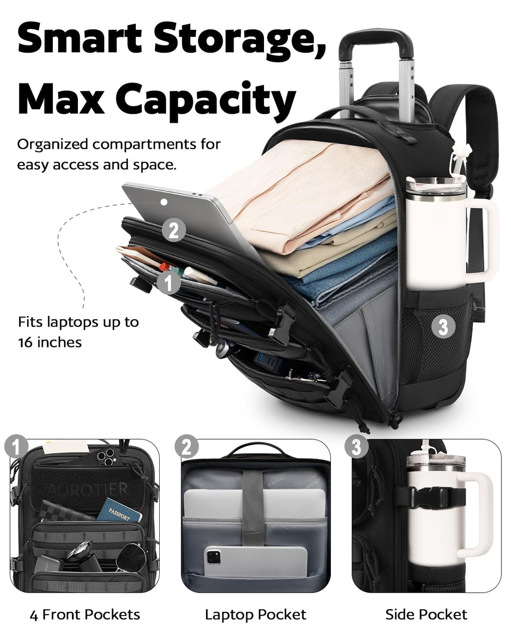 Rolling Wheeled Laptop Backpack X95468