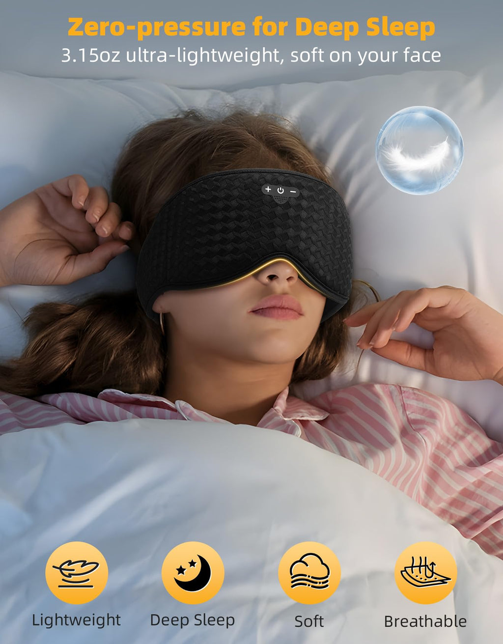 Blackout Sleep Mask with Bluetooth Headphones U8427