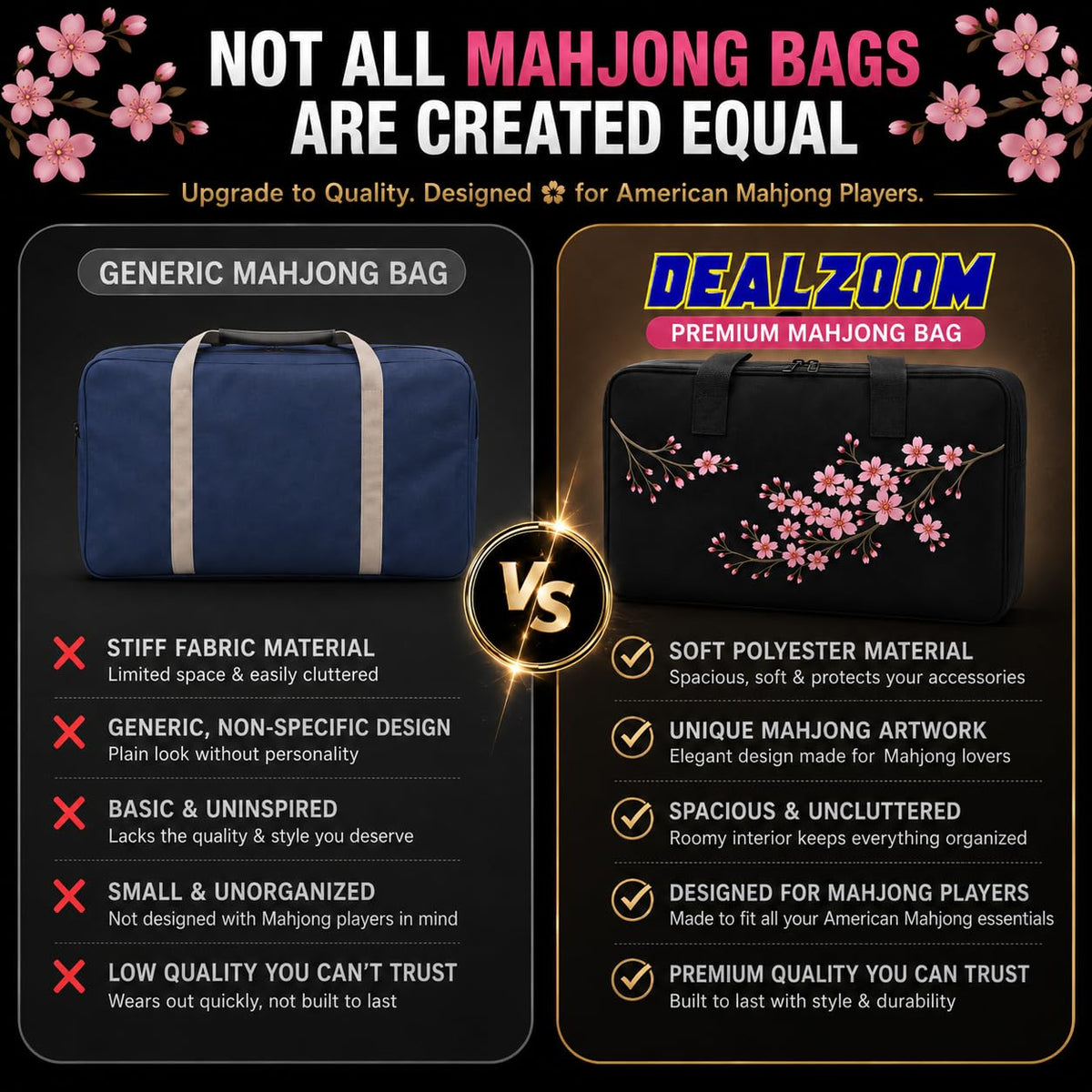 Complete American Mahjong Set with 166 Tiles, Racks, Pushers, Dice, Chips, Instructions & Bag J1532