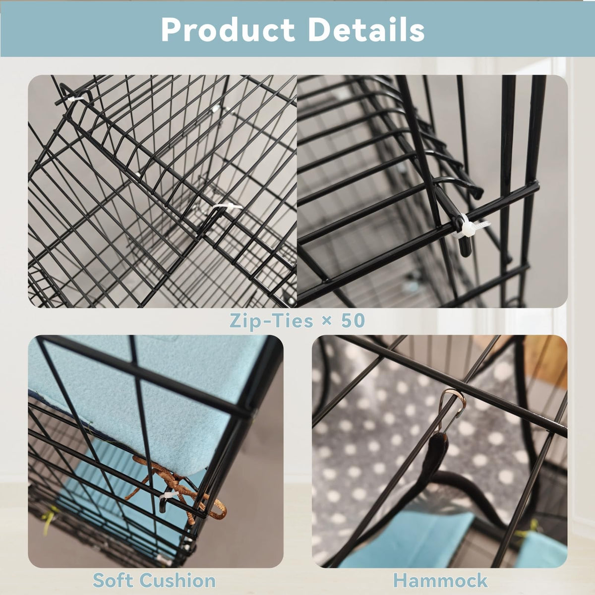 4-Tier Cat Cage with Cushions Hammock Scratching Post C141