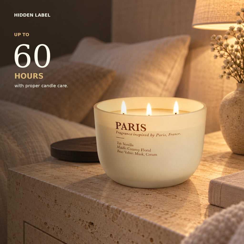 Vanilla Cream Scented Candle, 16 oz, 3-Wick Soy Wax D946
