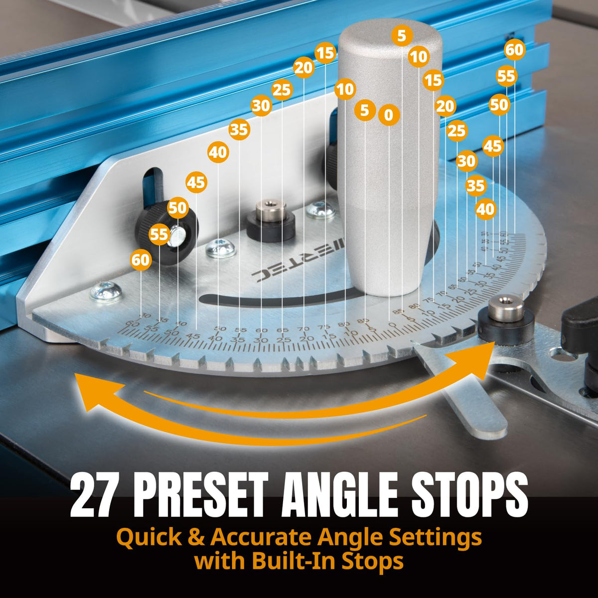 Table Saw Miter Gauge with 27 Angle Stops and T-Slot Miter Bar O329190