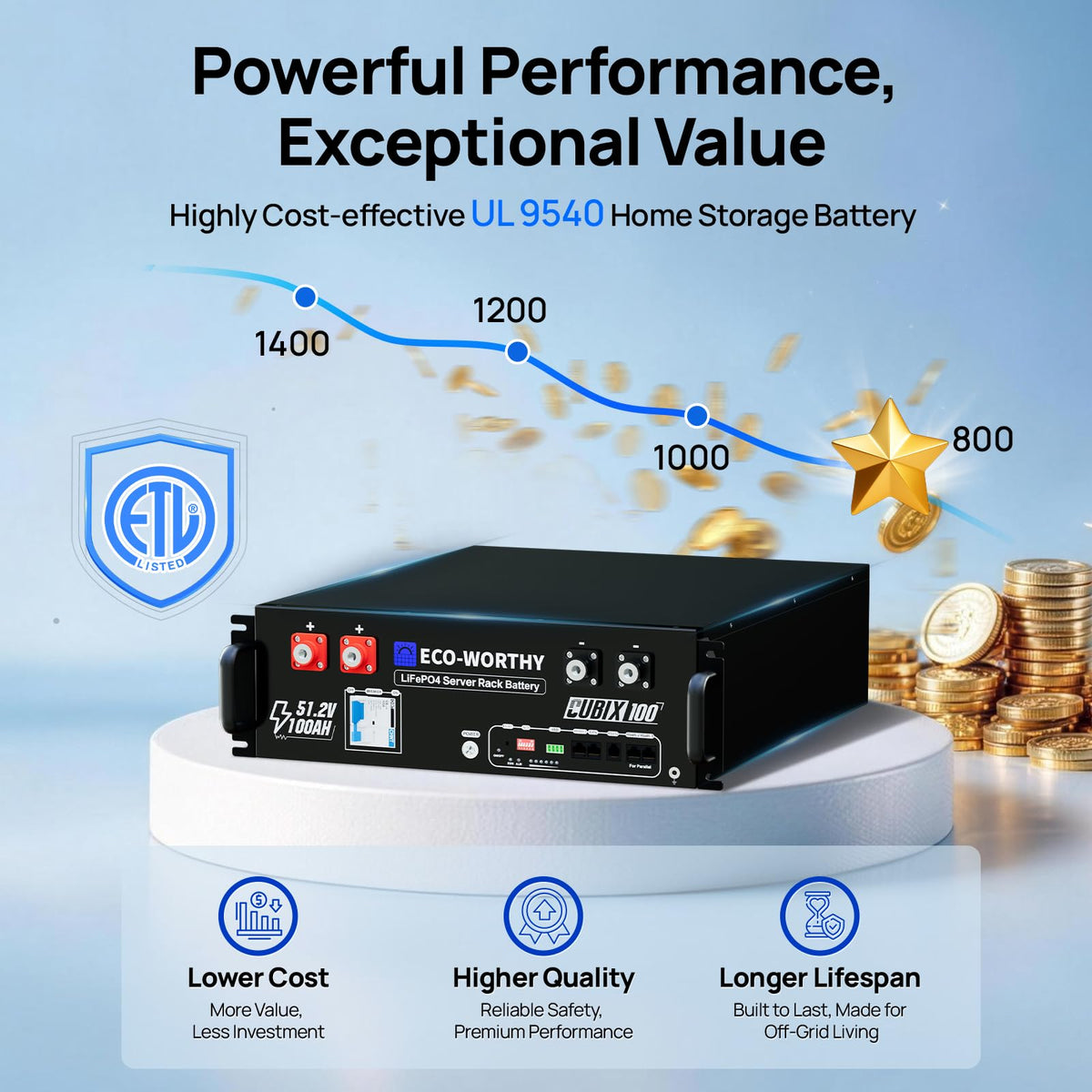 48V 200Ah LiFePO4 Lithium Battery W9204