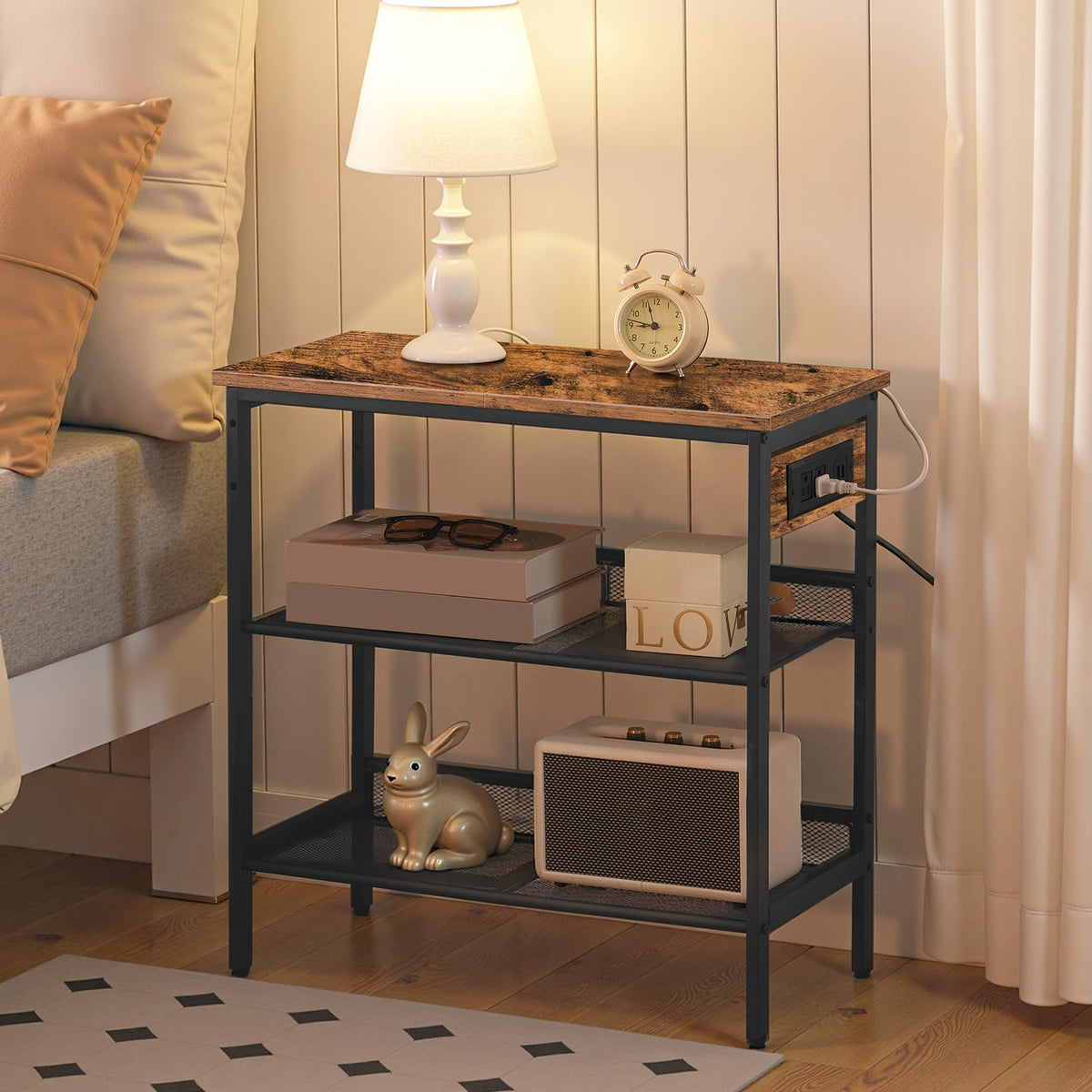 3-Tier Narrow End Table with Charging Station W88087