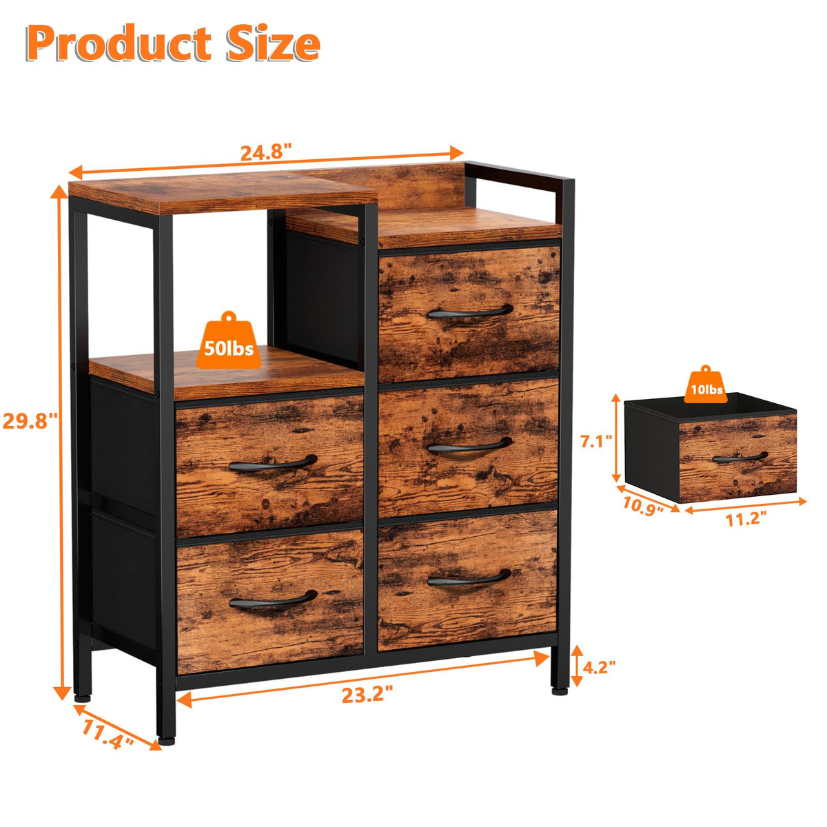 Rustic Brown 5 Drawer Dresser D833617