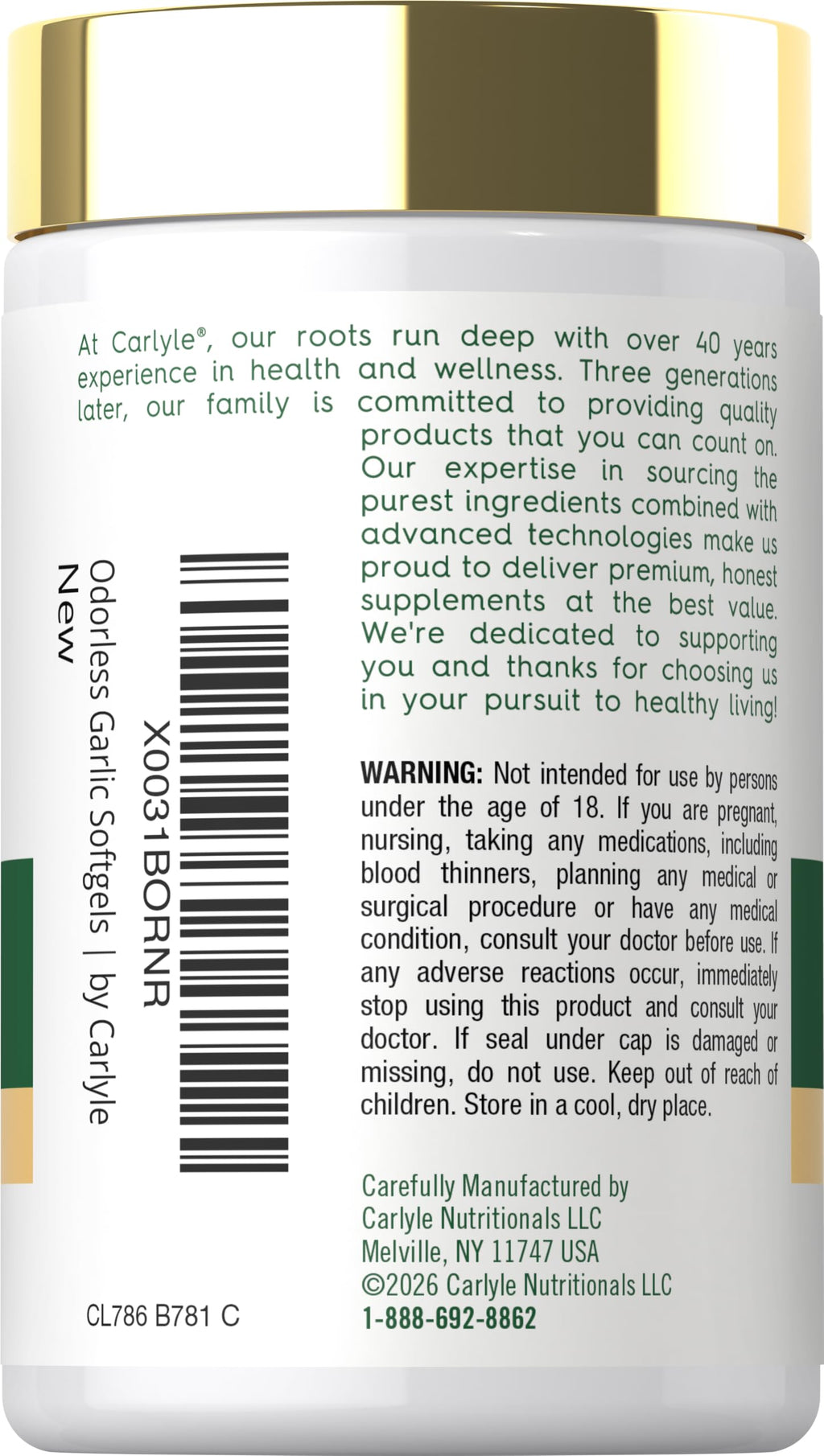 Odorless Garlic Supplement 250 Softgels R4374