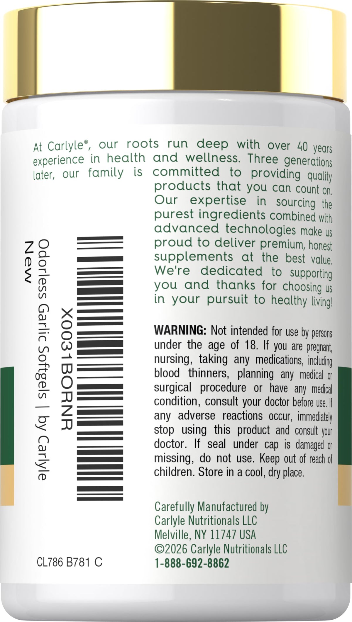 Odorless Garlic Supplement 250 Softgels R4374