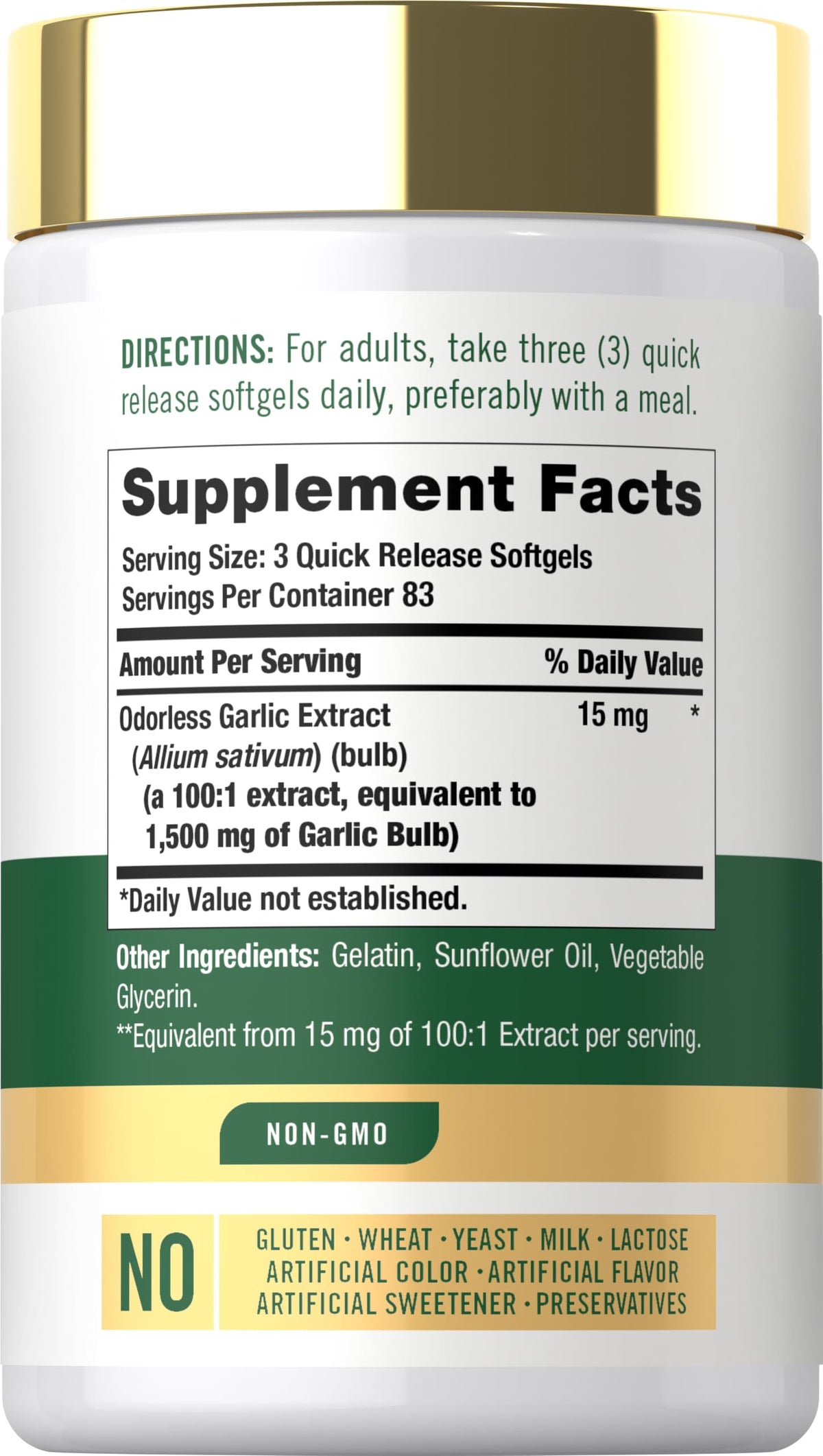 Odorless Garlic Supplement 250 Softgels R4374