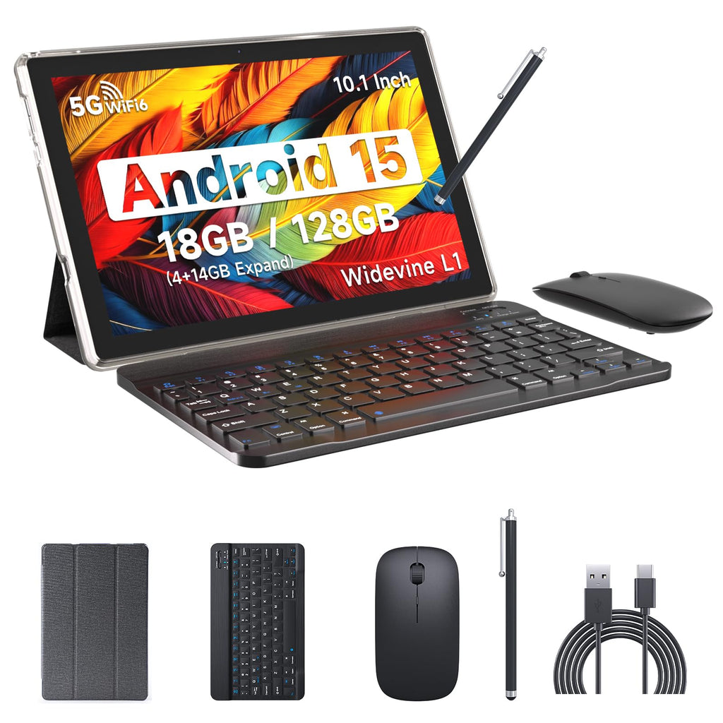 Android 15 Tablet 10 Inch 18GB RAM 128GB ROM Black H961272