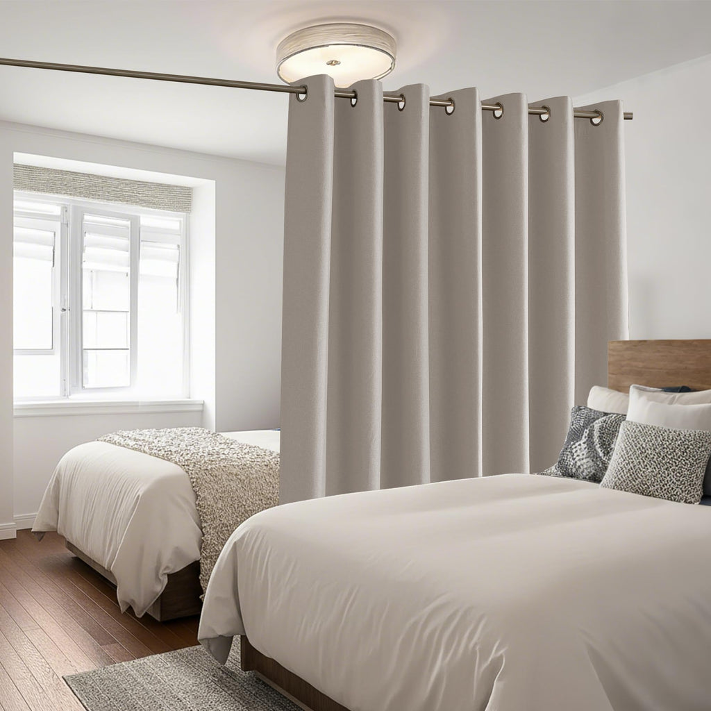 100% Blackout Linen Sliding Glass Door Curtains D5709