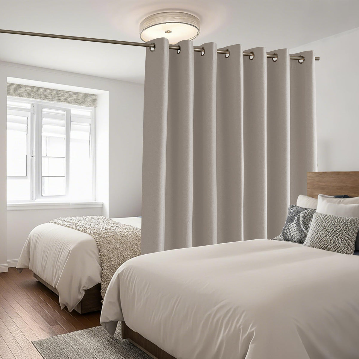100% Blackout Linen Sliding Glass Door Curtains D5709