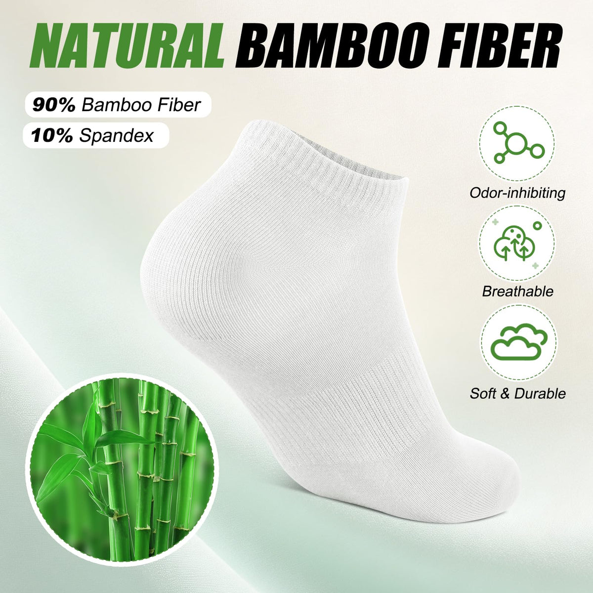 6 Pairs Breathable Bamboo Viscose Ankle Socks R40101