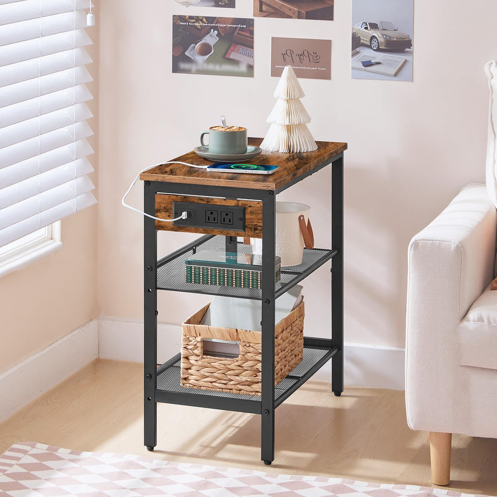 3-Tier Narrow End Table with Charging Station W88087