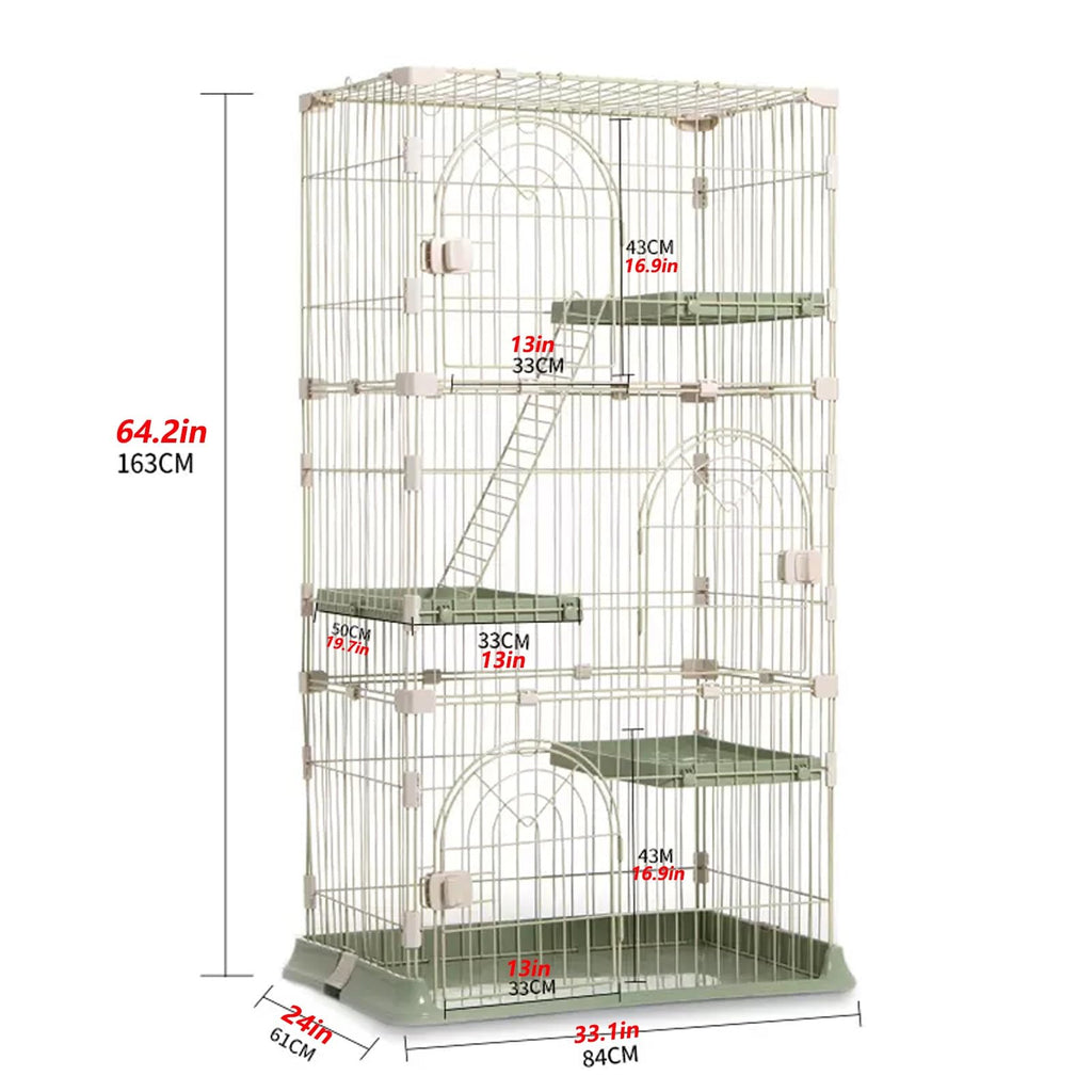 3/4-Tier Wire Cat Cage Playpen Kennel with Hammock D4855