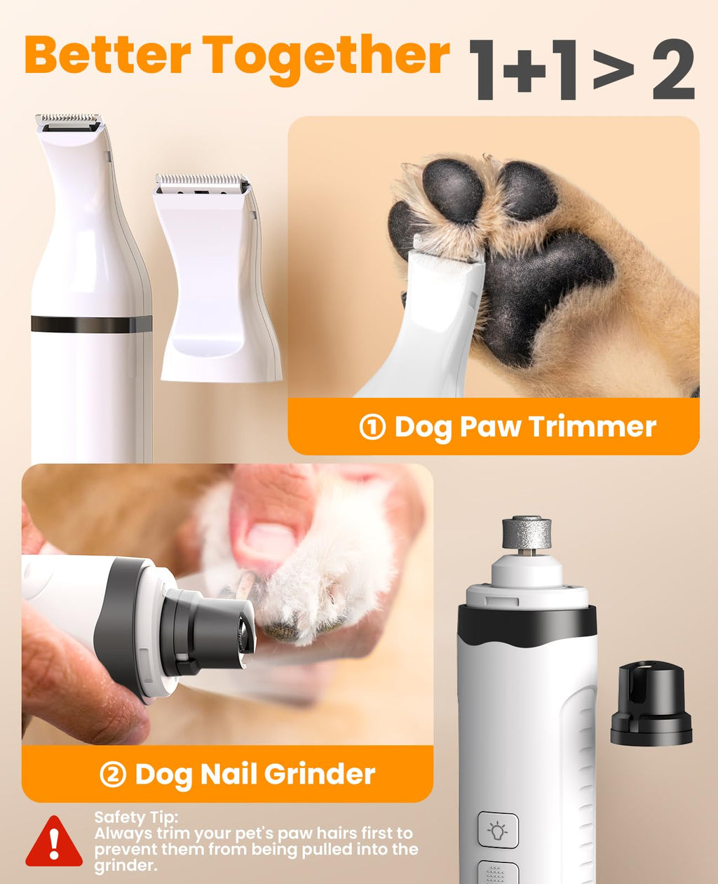 Dog Shaver Clippers and Nail Grinder Paw Trimmer Kit A67431