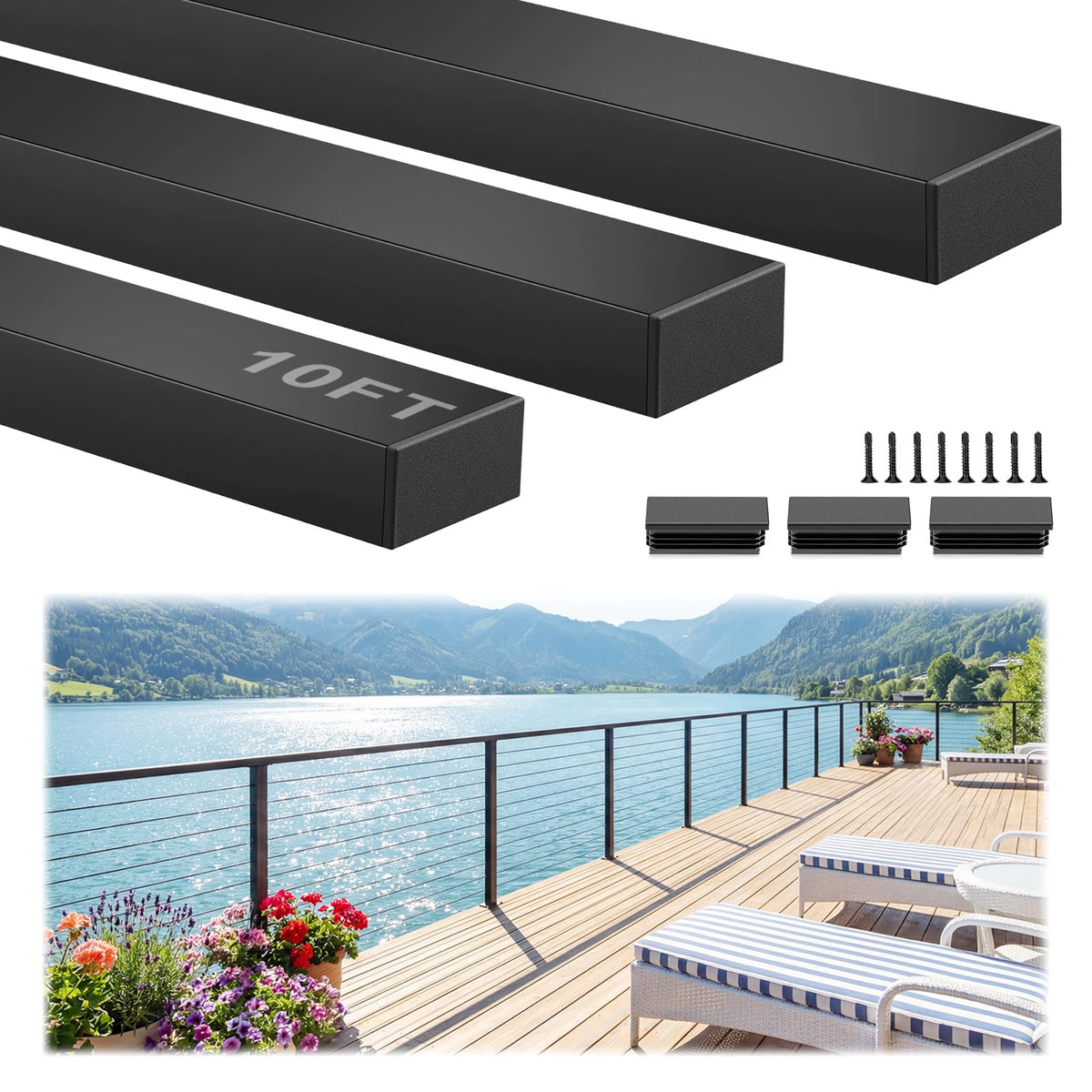 Black Aluminum Handrail 3 Pack O172263