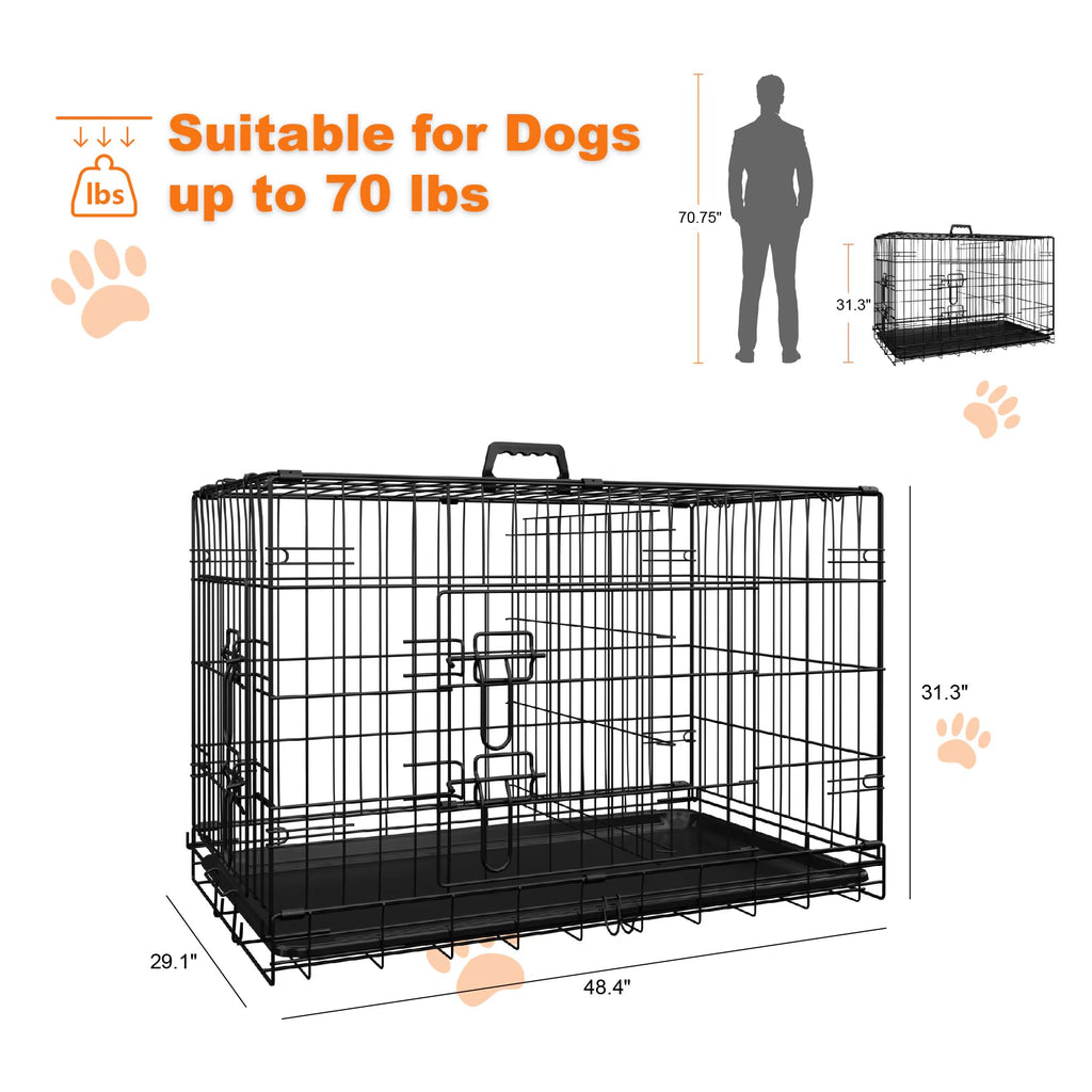 Foldable Metal Wire Dog Crate with Divider 48 Inch M431192