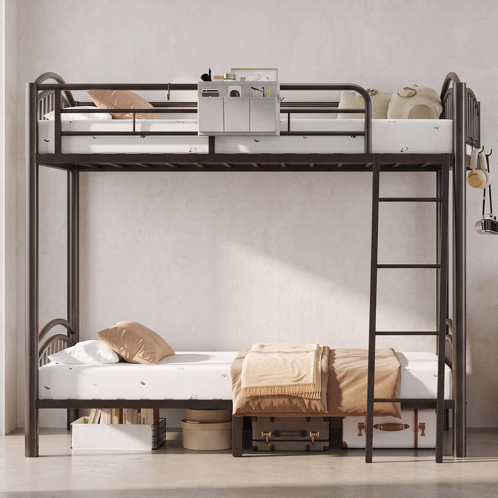 Twin Over Twin Metal Bunk Bed with Ladder Q81259