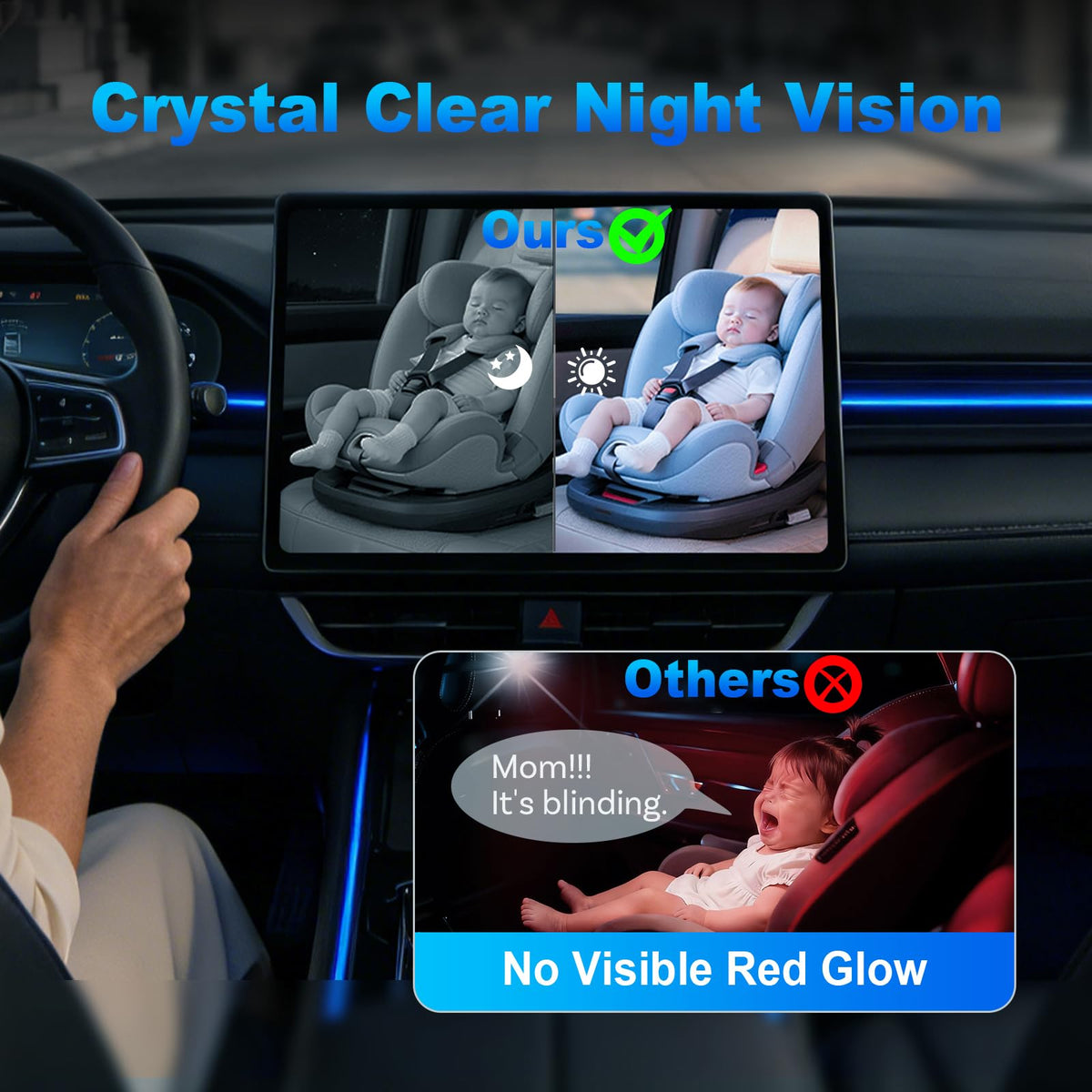 Baby Car Camera with Wireless CarPlay Adapter, 1080P HD, IR Night Vision, 150° Wide-Angle N979442